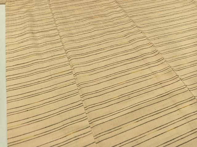 平和屋着物▽上質な紬 単衣 横段文 三越扱い 正絹 逸品