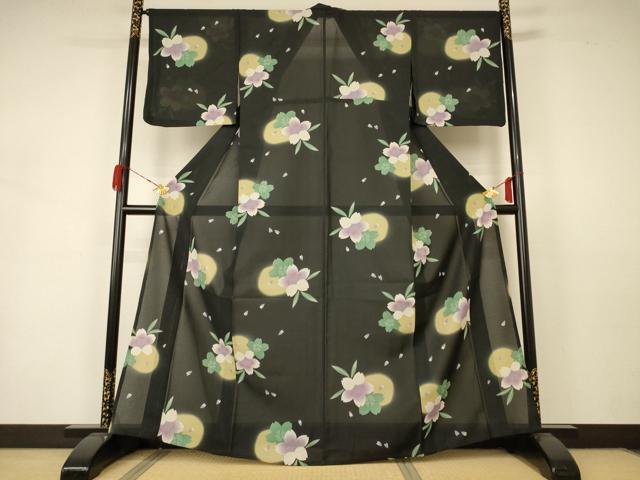 平和屋着物＊服飾評論家　市田ひろみ　夏物　紅梅織り　小紋・浴衣兼用　舞桜文　洗える着物　AABA9282jd