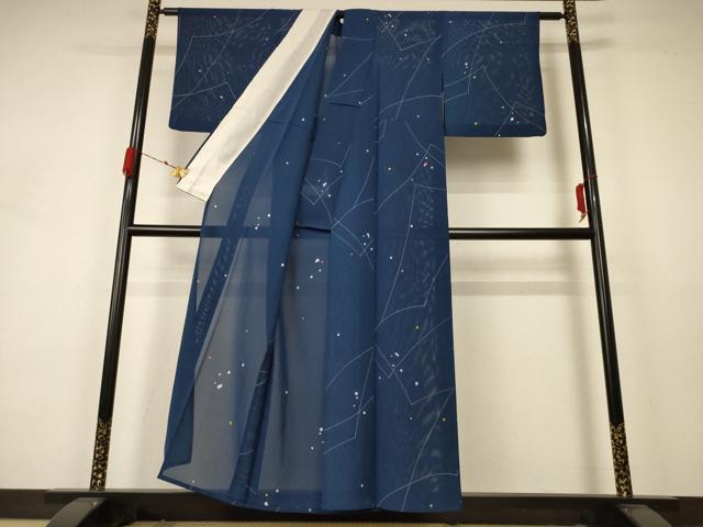 平和屋着物＊夏物　小紋　絽　幾何学文様　洗える着物　AABA9285jd_2