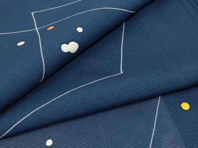 平和屋着物＊夏物　小紋　絽　幾何学文様　洗える着物　AABA9285jd