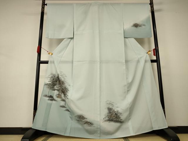 平和屋着物＊夏物　訪問着　絽　風景文　暈し染め　金彩　洗える着物　AABA9290jd