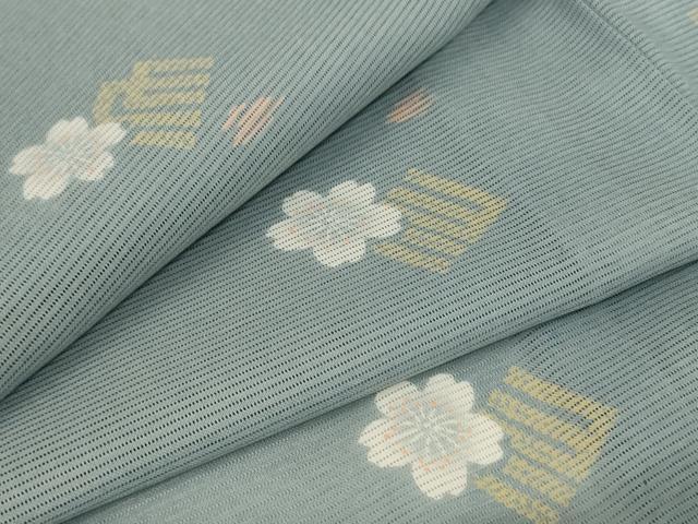 平和屋着物＊小紋　絽　舞桜文　洗える着物　AABA9291jd