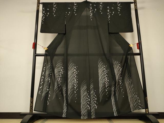 平和屋着物＊夏物　訪問着　絽　枝葉文　洗える着物　AABA9293jd