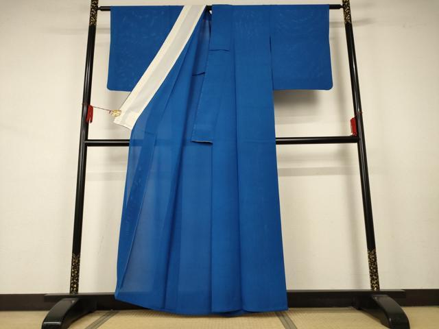 平和屋着物＊夏物　色無地　絽　紺碧色　正絹　逸品　AABA9315jd_1