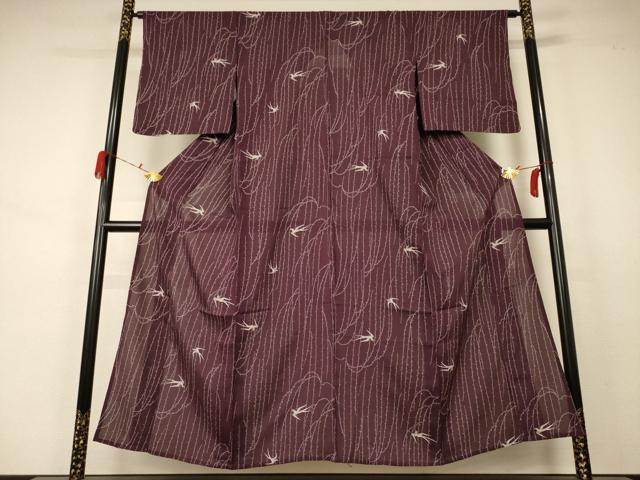 平和屋着物＊夏物　小紋　絽　舞鳥文　正絹　逸品　AABA9330jd_1