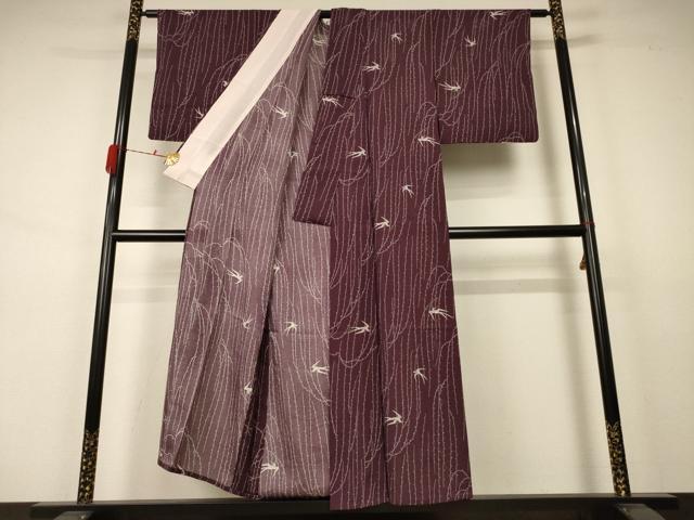 平和屋着物＊夏物　小紋　絽　舞鳥文　正絹　逸品　AABA9330jd_2