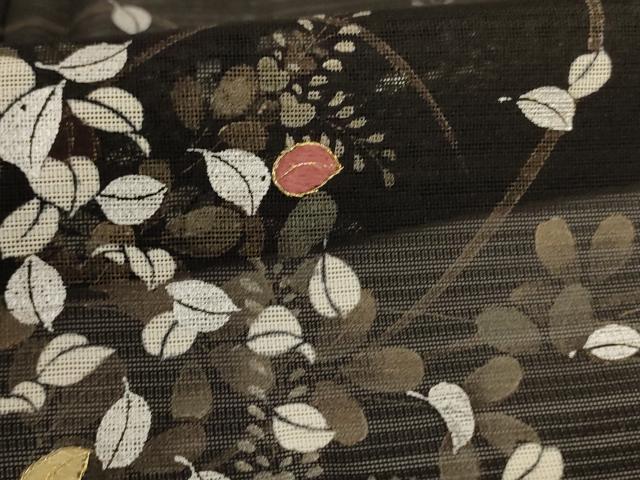 平和屋着物＊夏物 訪問着 絽 刺繍 萩 金糸 正絹 逸品 AABA9356jd