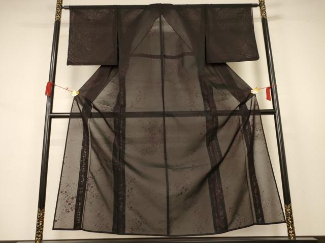 平和屋着物＊夏物　小紋　紗　箔散らし文様　洗える着物　AABA9373jd_1