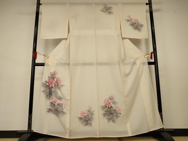 平和屋着物＊夏物　訪問着　絽　手描き　草花文　暈し染め　正絹　逸品　AABA9381jd