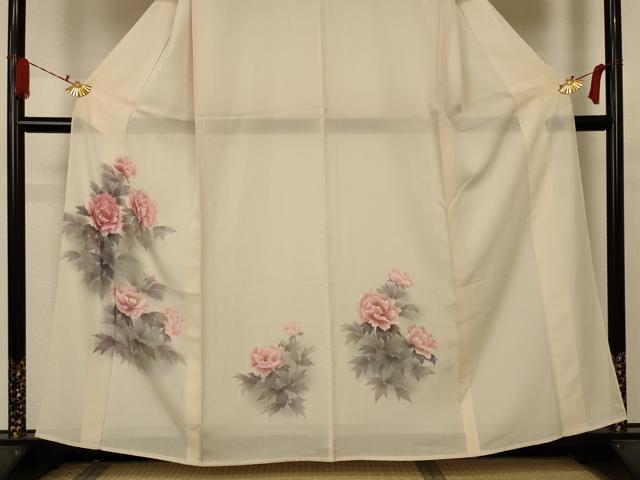 平和屋着物＊夏物　訪問着　絽　手描き　草花文　暈し染め　正絹　逸品　AABA9381jd_2