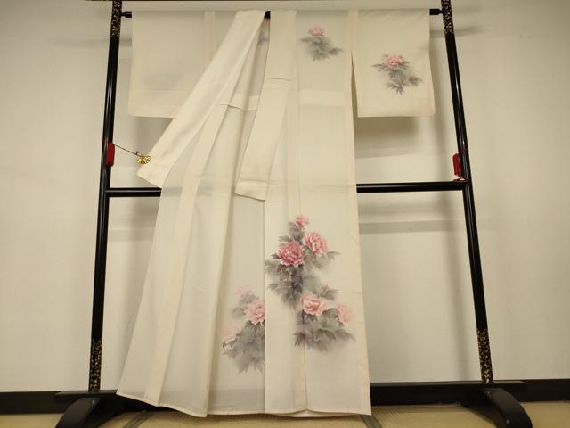 平和屋着物＊夏物　訪問着　絽　手描き　草花文　暈し染め　正絹　逸品　AABA9381jd_1
