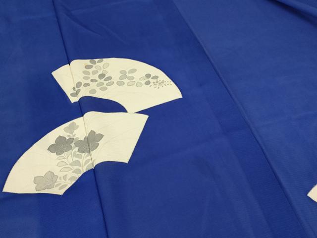 平和屋着物＊夏物　訪問着　絽　扇面花文　銀彩　正絹　逸品　AABA9401jd_3