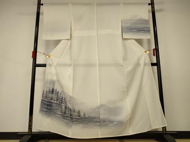 平和屋着物＊夏物　訪問着　絽　手描き　風景文　三越扱い　正絹　逸品　AABA9407jd