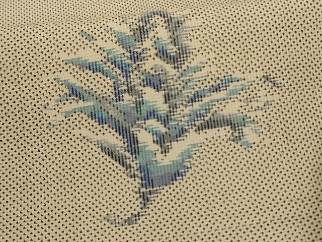 平和屋着物▽本場大島紬 白大島 単衣 7マルキ 草花文 正絹 逸品