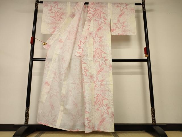 平和屋着物＊夏物　小紋　楓文　AABA9428jd_2