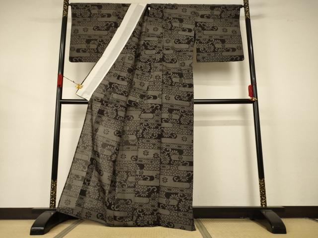 平和屋着物＊夏物 結城紬 夏結城 吉祥霞文 証紙付き 正絹 逸品