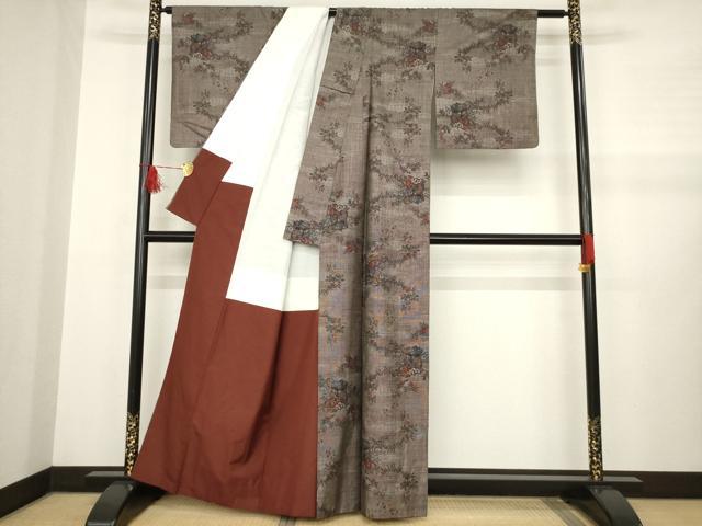 平和屋着物○本場大島紬 カタス9マルキ 御所車花文 正絹 逸品 AABA9458ck