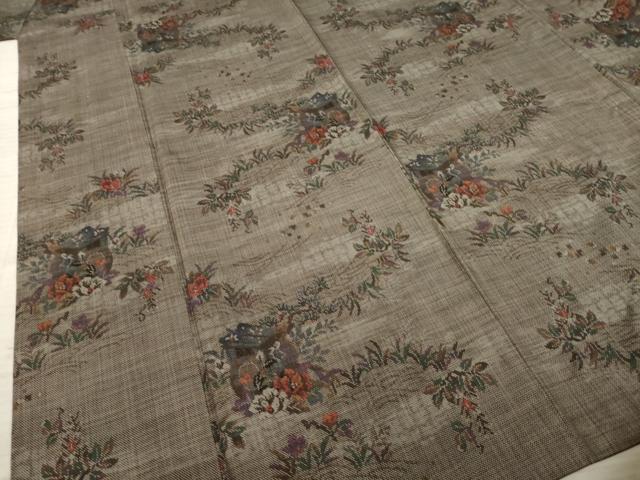 平和屋着物○本場大島紬 カタス9マルキ 御所車花文 正絹 逸品 AABA9458ck