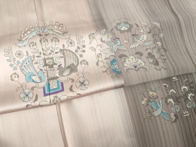 平和屋着物●訪問着　手描き　更紗花鳥間道　正絹　逸品　AABA9469ck 平和屋着物○訪問着 手描き 更紗花鳥間道 正絹 逸品 AABA9469ck