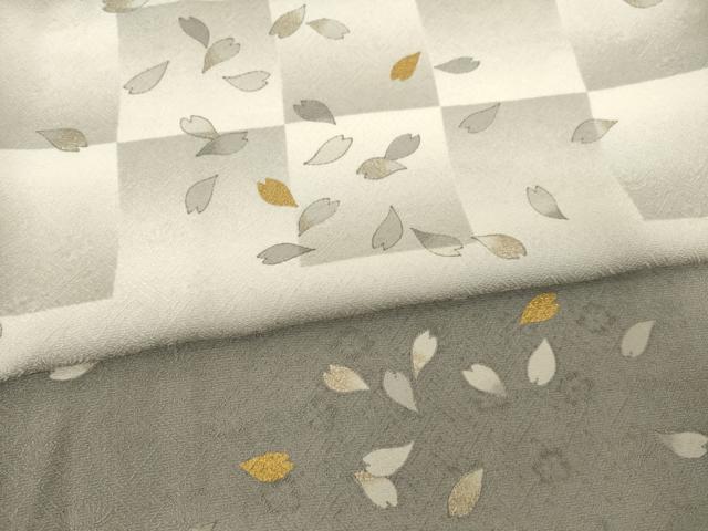 平和屋着物○上質な小紋 市松舞桜文 正絹 逸品 AABA9512ck