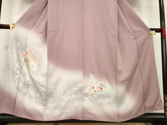 平和屋着物○訪問着 地紙鴛鴦花文 銀彩 正絹 逸品 AABA9513ck 付け下げ