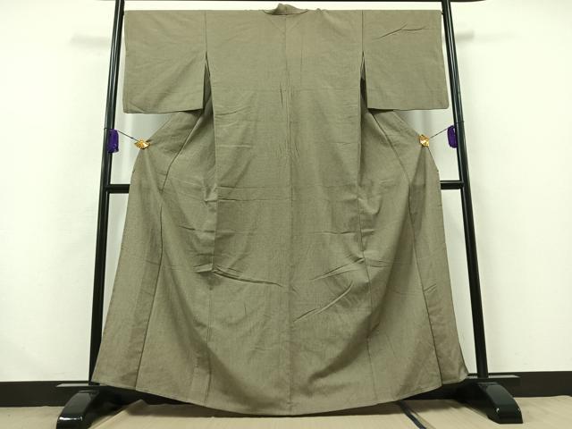 平和屋着物▽お召　単衣　横縞　正絹　逸品　AABA9522jh_1
