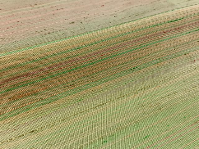 平和屋着物▽上質な紬 単衣 横段文 正絹 逸品 AABA9532jh