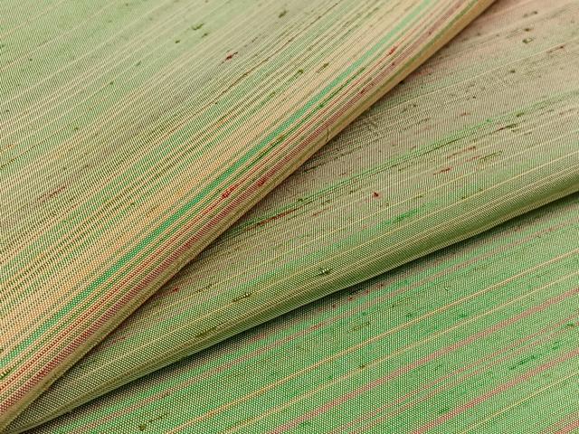 平和屋着物▽上質な紬　単衣　横段文　正絹　逸品　AABA9532jh