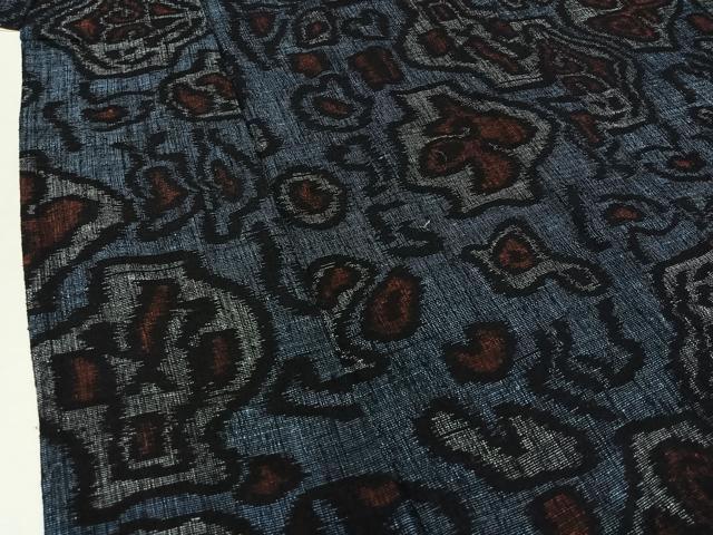 平和屋着物▽結城ちぢみ　単衣　幾何学文様　正絹　逸品　AABA9566jh 平和屋着物▽結城ちぢみ 単衣 幾何学文様 正絹 逸品 AABA9566jh