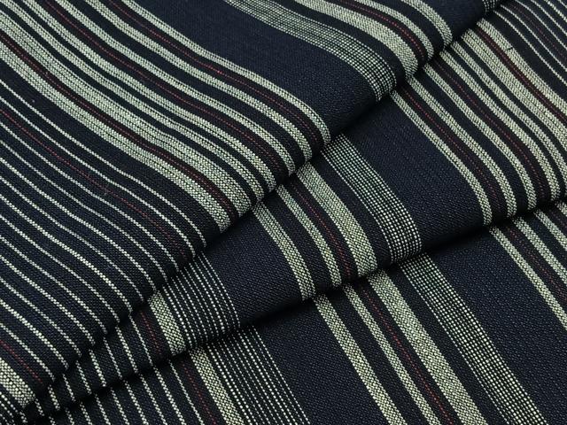 平和屋着物▽上質な紬　単衣　縞　正絹　逸品　AABA9575jh