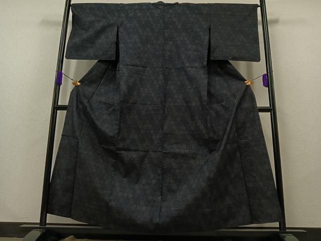 平和屋着物▽本場結城紬 重要無形文化財 単衣 100亀甲 亀甲柄