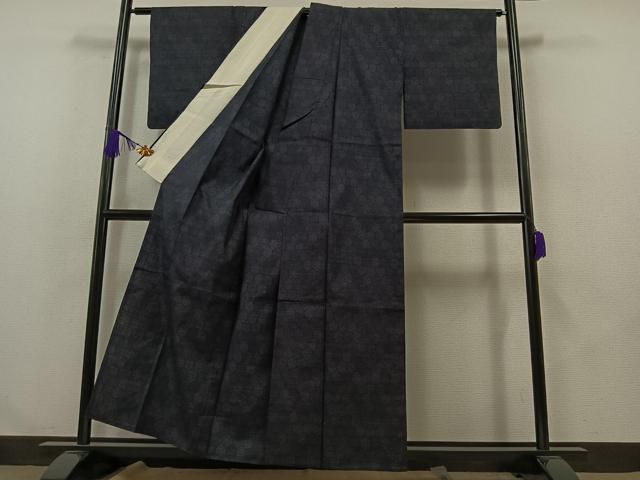 平和屋着物▽本場結城紬　重要無形文化財　単衣　100亀甲　亀甲柄　正絹　逸品　AABA9579jh_2