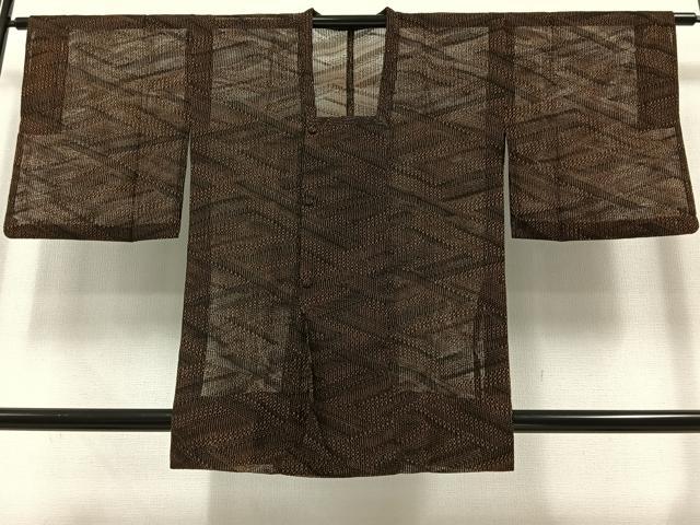 平和屋着物▽道行コート　スリーシーズン　春夏秋　塵除け　紗綾形文様　正絹　逸品　AABA9582jh