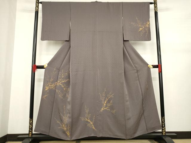 平和屋着物●京友禅作家　山科春宣　訪問着　手描き　枝梅文　金彩　正絹　逸品　AABA9761ck