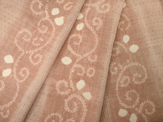 平和屋着物●上質な紬　絞り　唐草間道　正絹　逸品　AABA9768ck