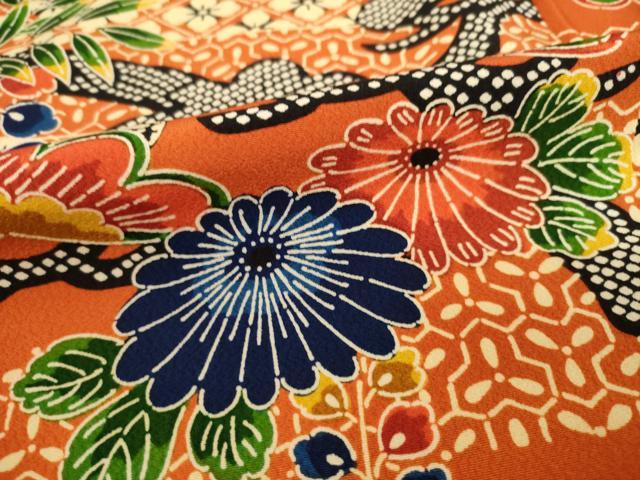 平和屋着物●上質な小紋　型染め　吉祥花文　松　正絹　逸品　未使用　AABA9772ck 平和屋着物○上質な小紋 型染め 吉祥花文 松 正絹 逸品 未