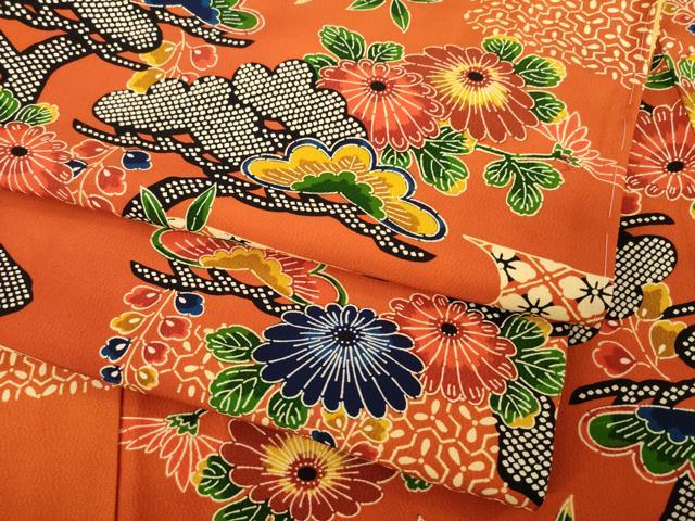 平和屋着物●上質な小紋　型染め　吉祥花文　松　正絹　逸品　未使用　AABA9772ck