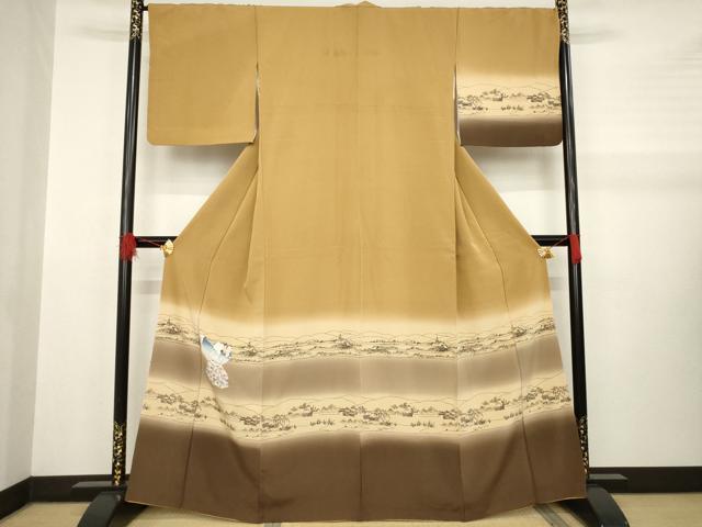 平和屋着物●訪問着　友禅　童子　舞　暈し染め　正絹　逸品　AABA9787ck