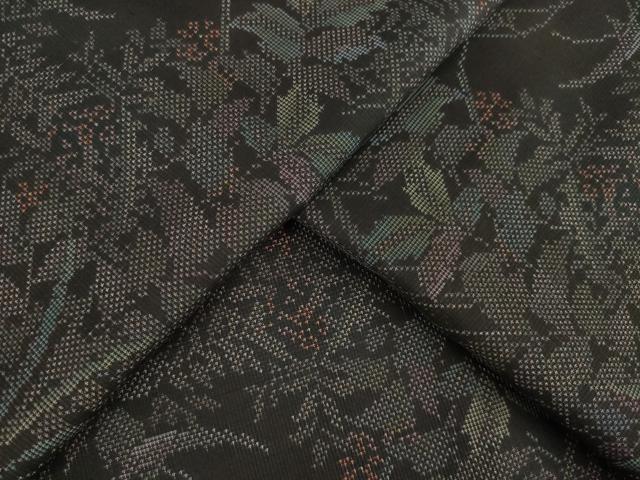 平和屋着物●本場大島紬　カタス7マルキ　草花文　正絹　逸品　AABA9795ck