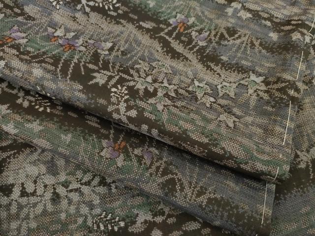 平和屋着物●本場大島紬　カタス9マルキ　草花文　正絹　逸品　未使用　AABA9797ck