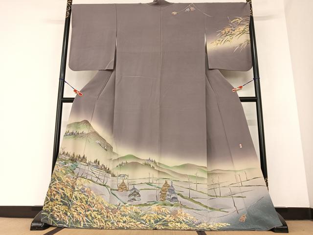 平和屋着物●十日町友禅作家　林静穂　訪問着　風景文　暈し染め　ロング丈　正絹　逸品　AABB0054zg