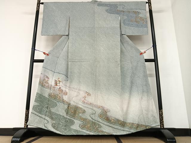 平和屋着物●訪問着　絞り　刺繍　花籬文　金彩　正絹　逸品　AABB0055zg