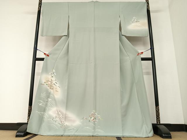 平和屋着物●訪問着　松竹梅風景文　暈し染め　ロング丈　正絹　逸品　AABB0056zg