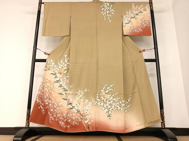 訪問着　フルセット　南天　蔓　和紙　風　東京ますいわ屋　着物　L3 訪問着 フルセット 南天 蔓 和紙 風 東京ますいわ屋 着物 L3