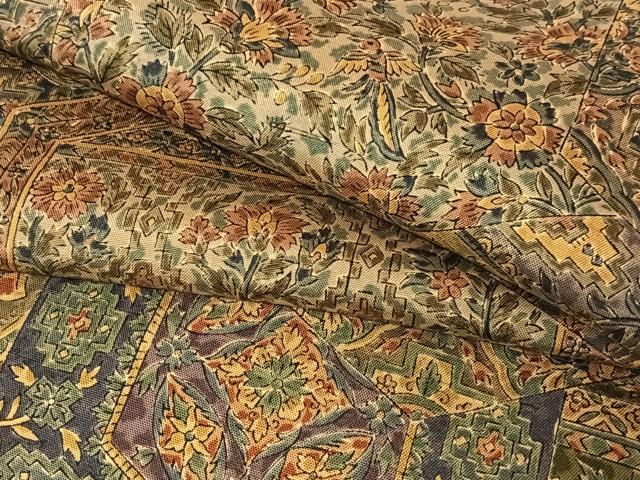 平和屋着物●上質な小紋　紬地　花鳥更紗花文　やまと誂製　正絹　逸品　未使用　AABB0059zg