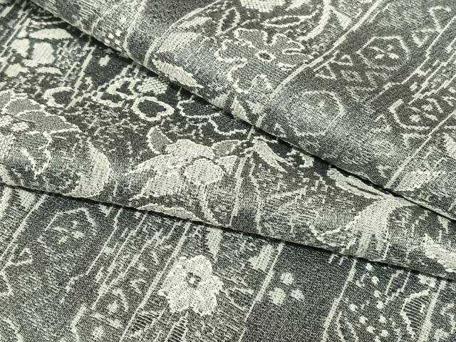 平和屋着物●天目織　お召　更紗花間道　正絹　逸品　AABB0082zg