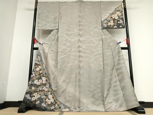 平和屋着物●訪問着　辻が花　絞り　金通し地　正絹　逸品　AABB0094zg