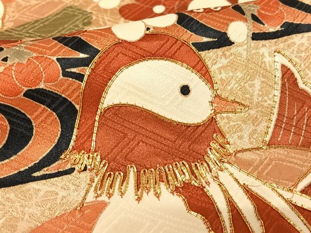 平和屋着物○十日町老舗ブランド 吉澤友禅 吾妻徳穂 振袖 駒刺繍 鴛鴦