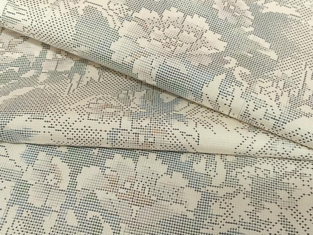 平和屋着物●本場大島紬　白大島　カタス7マルキ　草花文　正絹　逸品　未使用　AABB0131zg