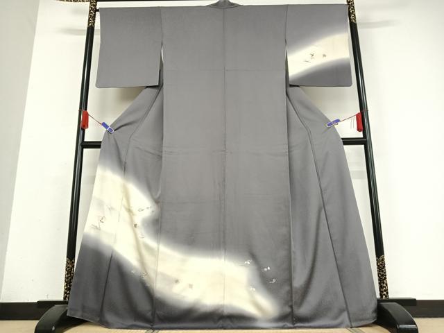 平和屋着物●訪問着　刺繍　吹き寄せ花文　暈し染め　正絹　逸品　AABB0148zg